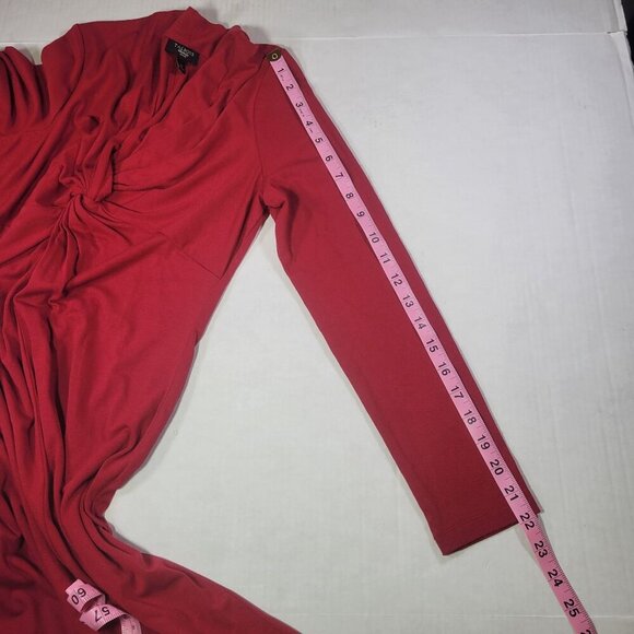 Talbots Petites Red Elegant Long-Sleeve Twist-Front Maxi Dress Size 4P - Picture 6 of 8
